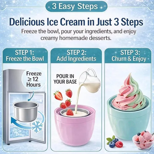 Miniatura 7 de Pequeña máquina de helados para el hogar, máquina de helados personal para yogur congelado casero, helado y sorbete, mini máquina de helados