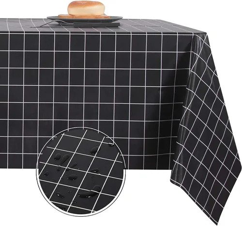Miniatura 26 de Obstal Mantel 100% impermeable de PVC, mantel rectangular de vinilo a prueba de aceite y derrames, cubierta de mesa lavable para uso en exteriores e