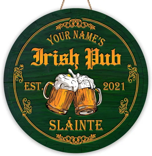 Miniatura 14 de ARTSY WOODSY Letrero de madera de pub irlandés personalizado (no tallado real), decoración del día de San Patricio, accesorios de placa de arte