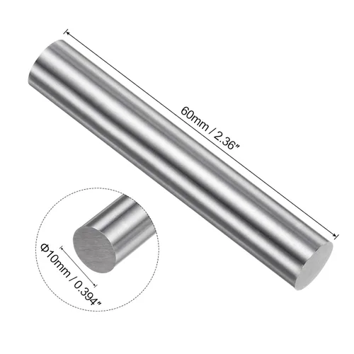 Miniatura 2 de uxcell 2 piezas varillas redondas de acero, 10 mm x 60 mm de acero de alta velocidad (HSS) Barra de torno herramienta, para eje, engranaje, taladro