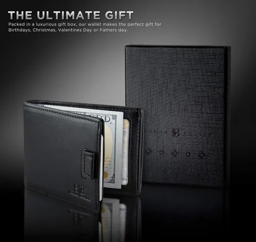 Miniatura 6 de SERMAN BRANDS RFID Blocking Bifold Slim Genuine Leather Minimalist Front Pocket Wallets for Men Money Clip