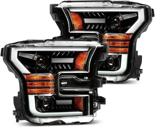 Miniatura 9 de AlphaRex PRO-Series Faros delanteros negros 15-17 para Ford F150 tipo halógena con tubo LED negro doble proyector con luz DRL/señal secuencial/luz