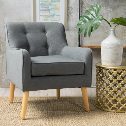 Christopher Knight Home - Sillón de tela Felicity, diseño de mediados de siglo, color carbón