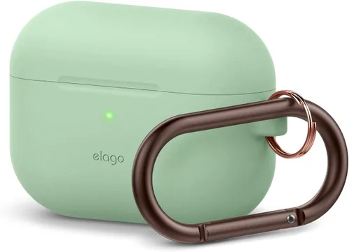 elago Funda original compatible con Apple AirPods Pro, funda protectora de silicona con llavero, corte preciso, soporta carga inalámbrica (verde