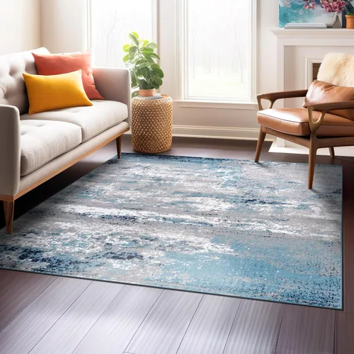 Miniatura 21 de Rugshop - Alfombra moderna envejecida gris abstracta estilo bohemio con acuarela para pasillo, entrada y cocina, 2 pies x 7 pies