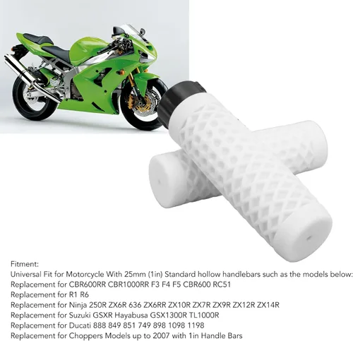 Miniatura 5 de Auto Parts, par de empuñadura de manillar de motocicleta de 0.984 in/1.102 in, repuesto universal de agarre del acelerador (blanco)