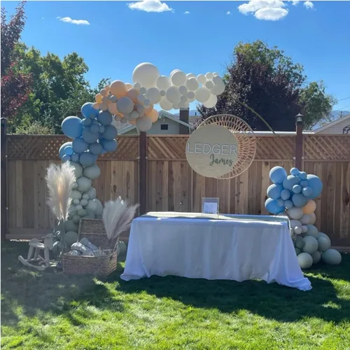 Miniatura 4 de Guirnalda de Globos Verde Azul Polvoriento – Globos de Doble Relleno Azul Bebé Verde Salvia Blanco Nude para Kit de Arco de Globos de Oso – Perfecto