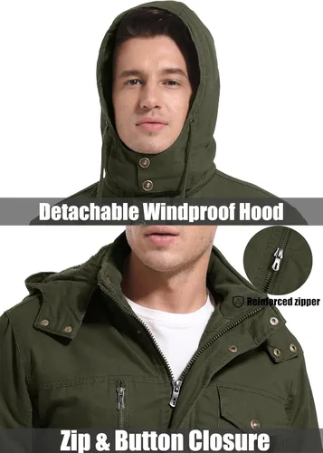 Miniatura 4 de MAGCOMSEN Men's Winter Coat Military Jacket Fleece Lined Parka Cotton Cargo Jacket