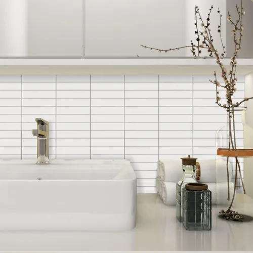 Miniatura 9 de STICKGOO 10 hojas para salpicaduras para despegar y pegar, para pegar en la pared de la cocina y el baño, azulejos grandes de metro de primera