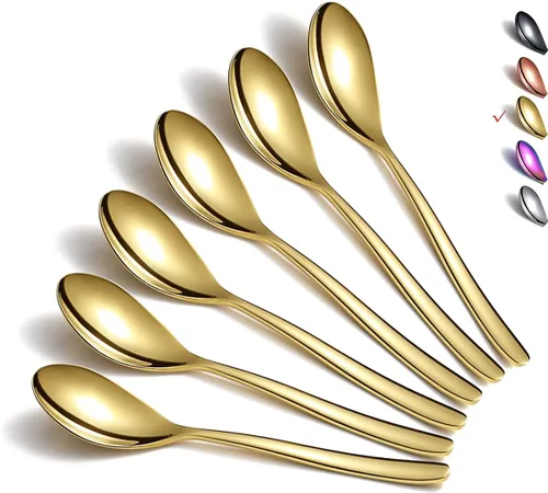 Miniatura 11 de Cucharitas de 6 cucharas de cubiertos de acero inoxidable, cucharas pequeñas de acero inoxidable, cucharas de té para el hogar, cocina