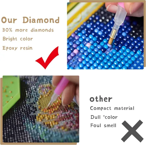 Miniatura 5 de Ginfonr Kits de arte de diamantes 5D para adultos, pintura de diamantes de tren de nieve para adultos, arte de diamantes de imitación para adultos