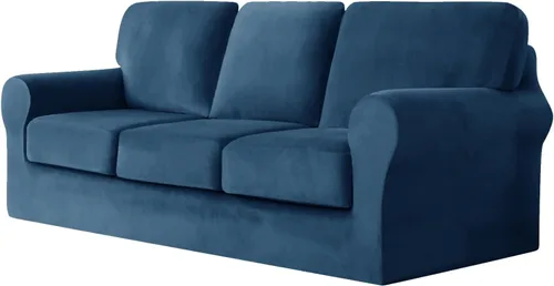 Miniatura 62 de UNBBRRL Fundas de sofá de 3 piezas para sofá, funda de terciopelo elástico para sillón con 1 funda de cojín de asiento y 1 funda de respaldo