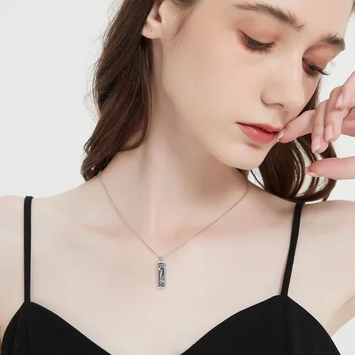Miniatura 24 de Collar con colgante de urna de cenizas de cremación y árbol de la vida para mujer, plata de ley US1