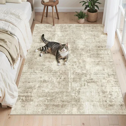 Miniatura 189 de Alfombra de pasillo Soalmost 2'6" x 10' lavable, alfombra antideslizante para cocina, baño, lavandería, alfombras vintage ultra delgadas para Beige