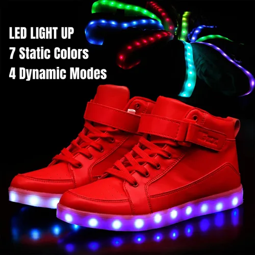 Miniatura 3 de IGxx Zapatos con luz LED para niños, tenis de alta calidad, zapatos con luces para niños, carga USB, entrenadores luminosos intermitentes