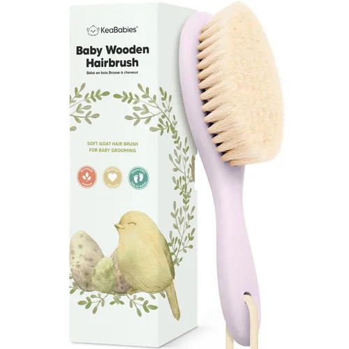 Miniatura 15 de Cepillo de madera para cabello de bebé para niñas y niños, cepillo para cuna, peine de bebé recién nacido, peine de cerdas de cabra suaves para Rubor