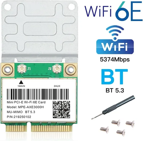Miniatura 2 de WiFi 6E Half Mini PCI-E Tarjeta de red WiFi 802.11AX AC MPE-AXE3000H 2.4GHz 5GHz 6GHz 5400Mbps Tarjeta inalámbrica BT5.3 MU-MIMO mini PCIe Wi-Fi 6E