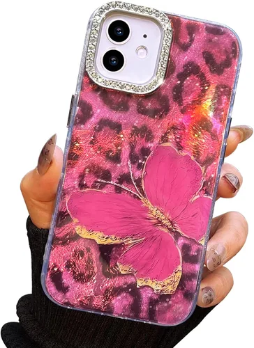 Miniatura 112 de I-MGAE-IN-AR Funda compacta para iPhone 11, diseño de mariposa, marco de protección de lente de cámara con diamante 3D, bonitas fundas protectoras