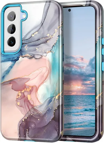 Miniatura 9 de Btscase Funda para Samsung Galaxy S22 Plus 5G, Patrón de Mármol 3 en 1 Resistente Uso Rudo a Prueba de Golpes Cuerpo Completo Rugosa PC Dura +