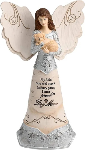 Pavilion Gift Company - Mis hijos tienen narices mojadas y patas peludas - Mamá de perro - Figura de ángel coleccionable de 6 pulgadas