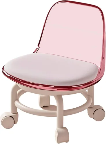 Silla de polea de acrílico, taburete bajo con polea de respaldo, taburete ergonómico bajo para limpieza del hogar, taburetes de oficina, lavandería,