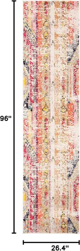 Miniatura 2 de SAFAVIEH Madison Collection - Alfombra de pasillo de 2 pies 2 pulgadas x 8 pies, color gris y naranja, diseño tribal bohemio, chic envejecido,