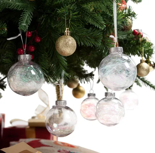 Miniatura 5 de AMS Adornos de bolas de Navidad transparentes de 24 piezas, 2.76"/70mm, bolas de Navidad irrompibles para colgar, juego de esferas para árbol