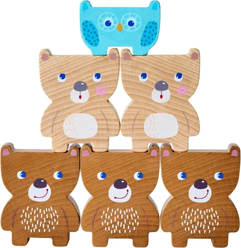 Miniatura 5 de HABA Forest Friends - Juguete apilable de madera - Juego de clasificación Montessori y clasificador de formas para niños pequeños - Bloques