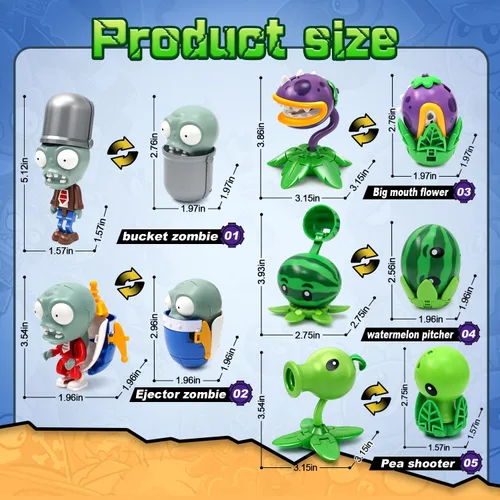 Miniatura 4 de Maikerry PVZ - Juego de figuras de acción – Juguetes ensamblados, juego de regalo, para fanáticos, fiestas, cumpleaños, juguetes para niños y niñas