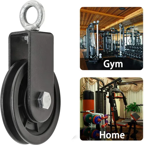 Miniatura 7 de Rueda de polea de 3.543 in para máquinas de cable Rodamiento silencioso Equipo de gimnasio en casa Accesorio desplegable Polea de elevación de pesas