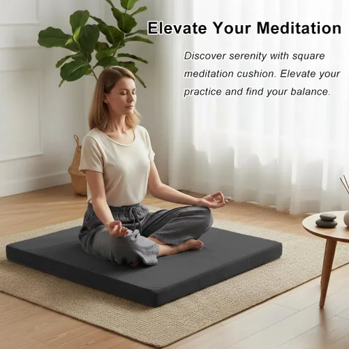Miniatura 5 de Velvet Zabuton - Tapete de meditación grande para adultos y cojín de meditación de yoga, asiento de espuma de alta densidad con funda lavable, 31 x