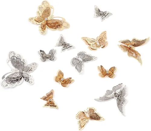 Miniatura 2 de Craftdady Colgantes colgantes de metal con dijes de mariposa Oro claro + platino