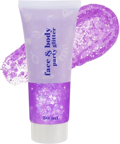 Miniatura 29 de Go Ho Gel de purpurina púrpura de sirena, purpurina holográfica para el cabello morado para niños y mujeres, lentejuelas gruesas para ojos, labios