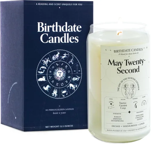 Miniatura 255 de Velas con fecha de nacimiento, 28 de octubre, velas perfumadas del zodiaco de Escorpio, regalo de cumpleaños, aroma a bergamota, canela y caoba