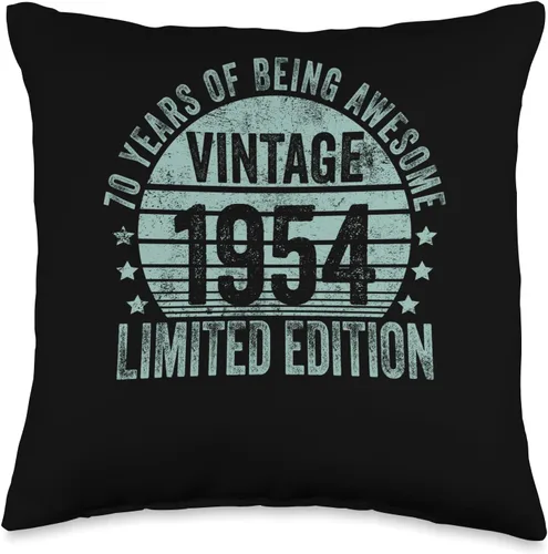 70 Year Old Vintage 1954 Limited Edition Bday Retro 70th Birthday Gifts Men Women Throw Pillow, 16x16, Multicolor