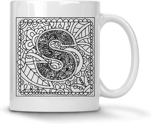 Miniatura 19 de Alankathy Mugs Taza de café monograma, 11 oz, color blanco (A)
