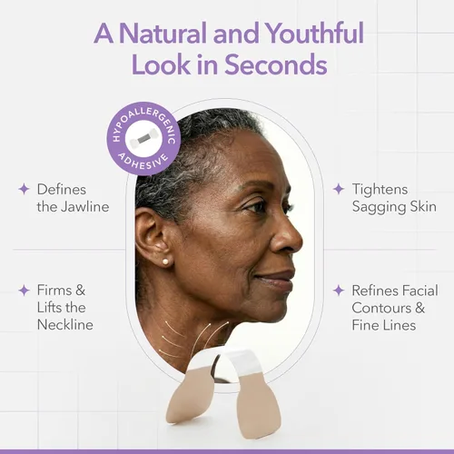 Miniatura 3 de NECK LESS Tiras profesionales de estiramiento facial – Cinta instantánea de elevación de mandíbula y cuello Solución de grado médico, invisible