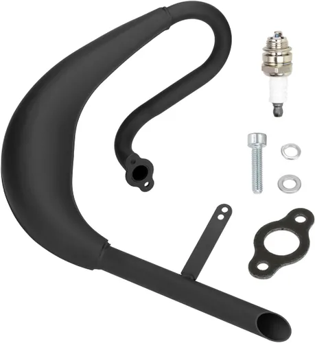Miniatura 9 de FVRITO Silenciador de Escape Cromado de Alto Rendimiento Cámara de Expansión Tubo Junta Silenciador para Motor de 2 Tiempos 50cc 66cc 80cc 100cc