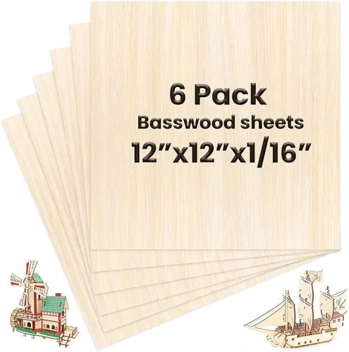 Miniatura 11 de DIYDEC Paquete de 12 hojas de madera de tilo de 12 x 8 x 1/13 pulgadas, hojas finas de madera contrachapada sin terminar, láminas de balsa