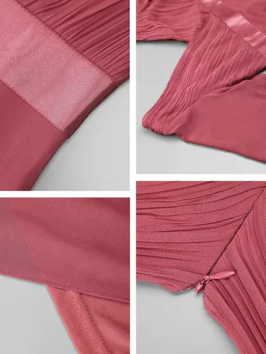 Miniatura 199 de Ever-Pretty Vestido formal para mujer, Navidad, Año Nuevo, cuello en V, gasa, talla grande, largo hasta el suelo, vestido de dama de honor