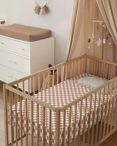 Miniatura 94 de Blissful Diary Sábanas de muselina para cuna para niñas, sábana de bebé de algodón suave bohemio para colchón de cuna estándar de 52 x 28 pulgadas