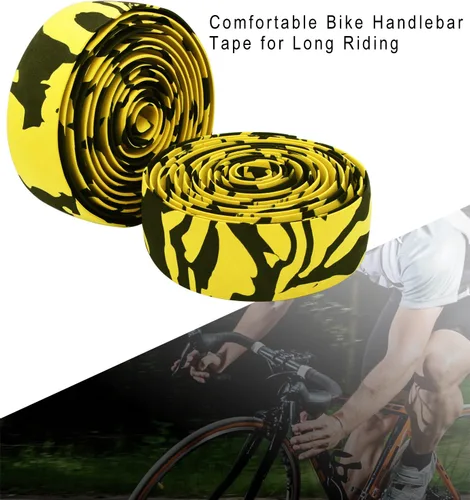 Miniatura 4 de TOPCABIN Comfort GEL - Cinta de manillar EVA para bicicleta de carretera, cinta de camuflaje serie cinta con tapones de barra reflectantes Camuflaje