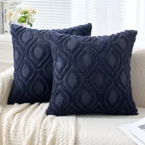Miniatura 33 de MIULEE - Juego de 2 fundas de almohada de lana sintética suave y afelpada, fundas decorativas de estilo bohemio para sofá, sala de estar, cama, 18 x
