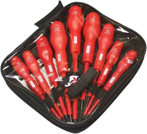Insulated Screwdriver Set, 9-Piece 1000V Slotted & For Phillips Electrician Tools, Magnetic High Voltage Hand Kit for Professional Safety Work