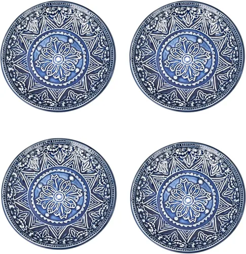 Miniatura 13 de Sungmor Vajilla fina de cerámica en relieve, porcelana de estilo barroco antiguo de 6 pulgadas, platos cuadrados para aperitivos, juego de 4, 4