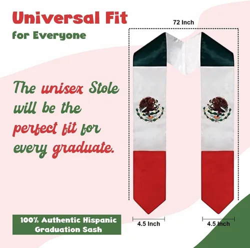 Miniatura 5 de Estola de graduación de dos banderas (Estados Unidos + internacional)