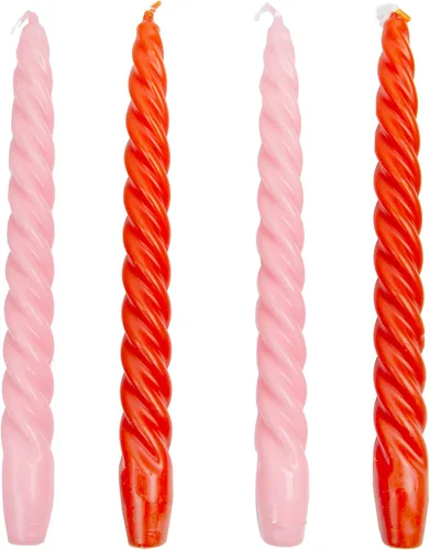 Velas de cena cónicas trenzadas en espiral italiano, regalo ideal para el día de San Valentín, paquete de 4, mesas de mesa, rosa y naranja Opink