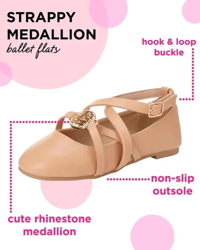 Miniatura 2 de bebe Zapatos de vestir para niña - Zapatos de ballet con tiras y medallón de diamantes de imitación (niña pequeñaniña grande)