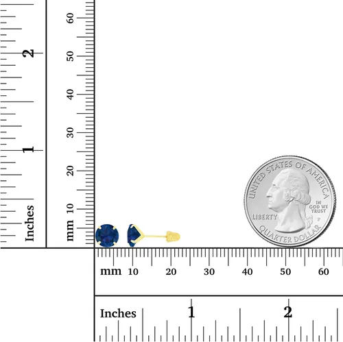 Miniatura 4 de Aretes de tuerca con tuerca de oro macizo de 14 quilates, hipoalergénicos, de 0.236 in, con piedra natal redonda