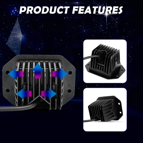 Miniatura 4 de EBESTauto - Manivelas LED de montaje empotrado, luz de trabajo LED de barra de luz de parachoques luces de conducción fuera de carretera LED lámpara